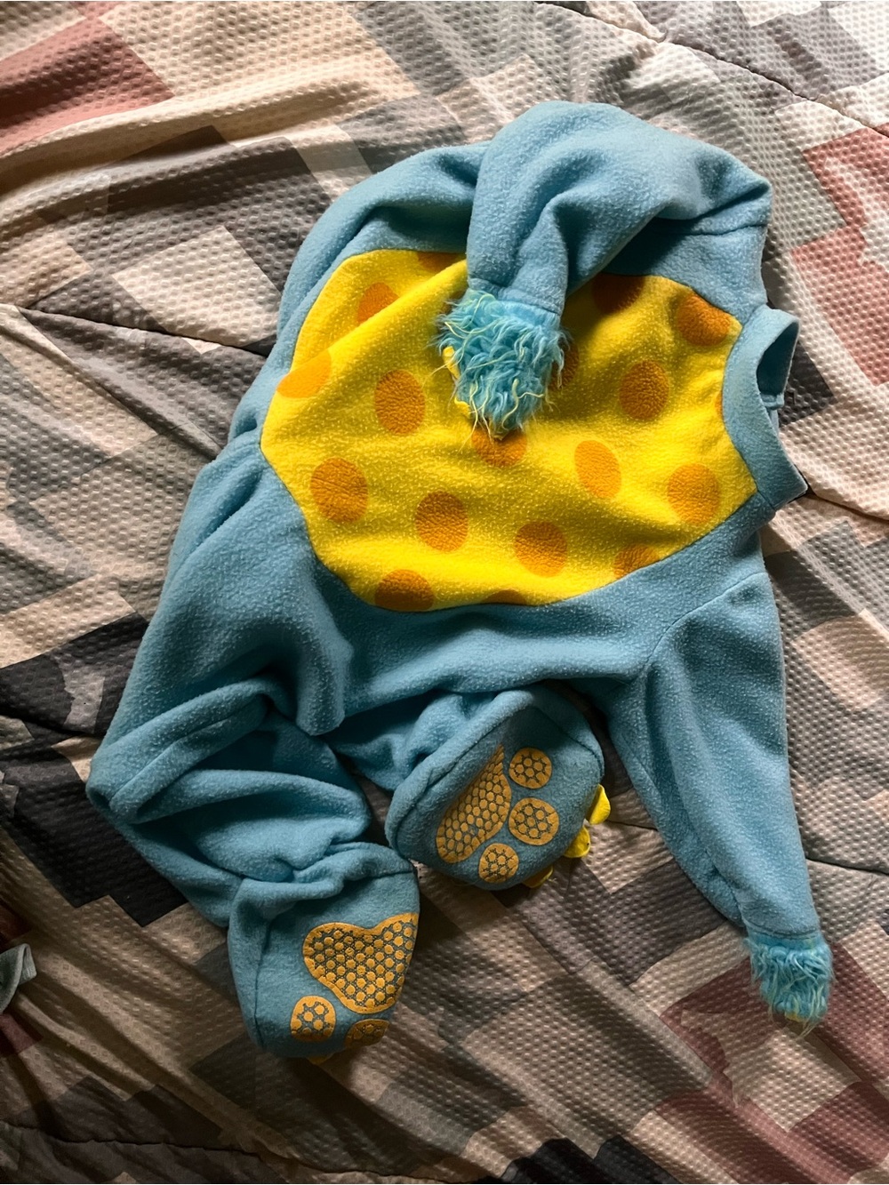 Blue and Yellow Fleece Kids Costume One-Piece Hoodie